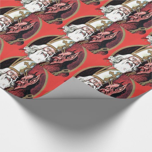 Red St Nicholas Krampus Geschenkpapier (Ecke)