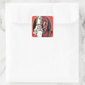 Red St Nicholas Krampus Quadratischer Aufkleber (Tasche)
