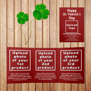 Red St. Patrick's Day Business Trifold Card Dreifach Gefaltete Karte
