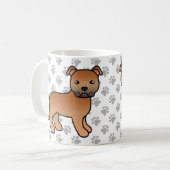 Red Staffordshire Bull Terrier Niedlich Cartoon Do Kaffeetasse (Vorderseite Links)
