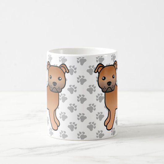 Red Staffordshire Bull Terrier Niedlich Cartoon Do Kaffeetasse (Mittel)