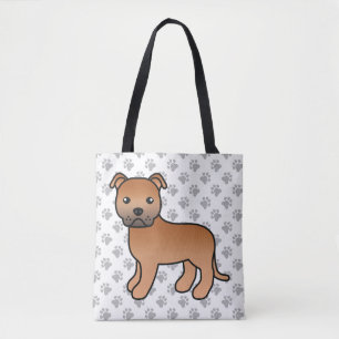 Red Staffordshire Bull Terrier Niedlich Cartoon Do Tasche