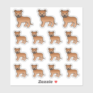Red Staffordshire Bull Terrier Niedlich Cartoon Hu Aufkleber
