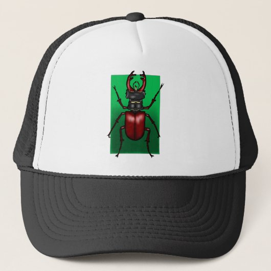 Red Stag Beetle Illustration Truckerkappe (Vorderseite)