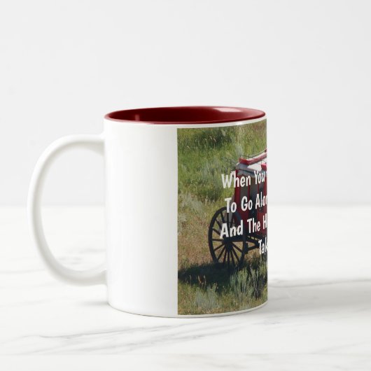 Red Stagecoach Funny Zweifarbige Tasse (Links)