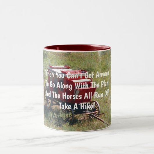 Red Stagecoach Funny Zweifarbige Tasse (Mittel)
