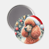 Red Standard Poodle Watercolor Weihnachten Magnet (Vorderseite/Rückseite)
