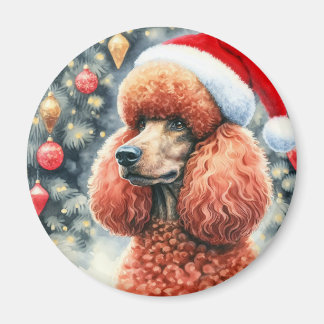Red Standard Poodle Watercolor Weihnachten Magnet