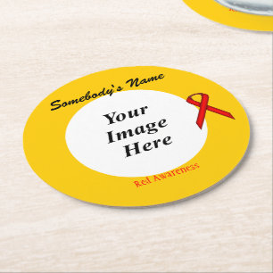 Red Standard Ribbon Template von Kenneth Yoncich Runder Pappuntersetzer