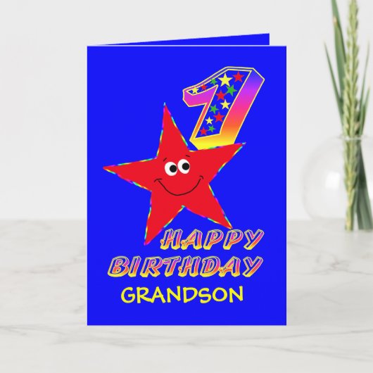 Red Star 1st Birthday Cards for Grandson Karte (Vorderseite)