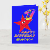 Red Star 1st Birthday Cards for Grandson Karte (Gelbe Blume)