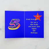 Red Star 5th Birthday Great Grandson Karte (Innenseite)