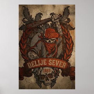 Red Star Belgrade Delije Sever 1989 Poster