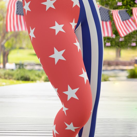 Red Star Blue Stripes Fun Sommer Leggings