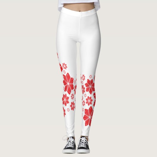 Red Star-Blume Leggings (Vorderseite)
