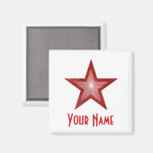 Red Star "Dein Name" Kühlschrankmagnet weiß (Vorderseite/Rückseite)