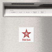 Red Star "Dein Name" Kühlschrankmagnet weiß (In Situ (Geschirrspüler))