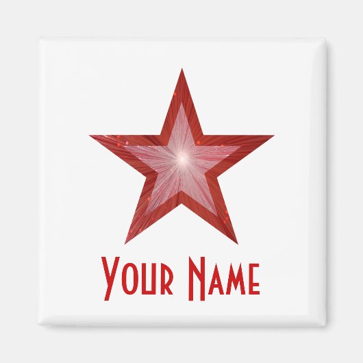 Red Star "Dein Name" Kühlschrankmagnet weiß (Vorne)