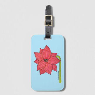 Red Star Flower with Blue background Gepäckanhänger