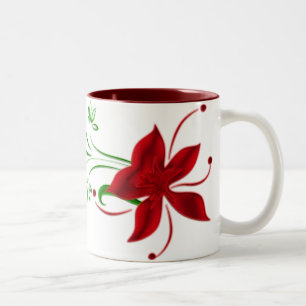 Red Star Gazer Lily Tasse