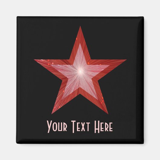 Red Star Kühlschrank 'Your Text' Magnetfeld schwar Magnet (Vorne)