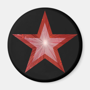 Red Star Kühlschrankmagnet rund schwarz