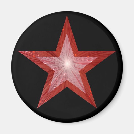 Red Star Kühlschrankmagnet rund schwarz (Vorne)