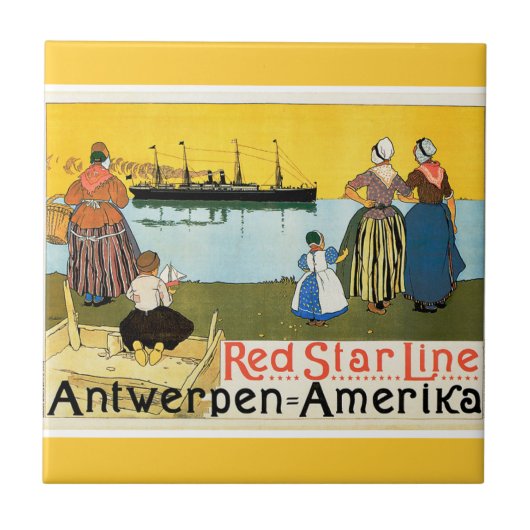 Red Star Line ~ Antwerpen-Amerika Fliese (Vorderseite)