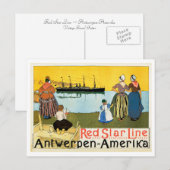 Red Star Line ~ Antwerpen-Amerika Postkarte (Vorne/Hinten)