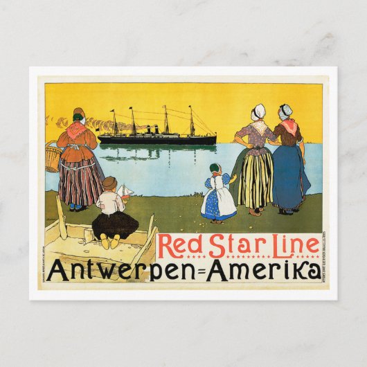 Red Star Line ~ Antwerpen-Amerika Postkarte (Vorderseite)