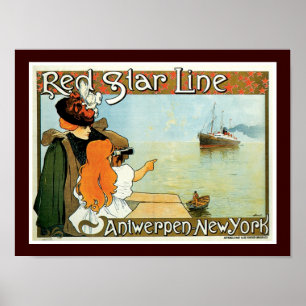 Red Star Line Frau mit Girl Ad Poster