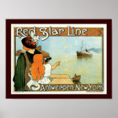 Red Star Line Frau mit Girl Ad Poster (Vorne)