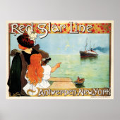 RED STAR LINE Schifffahrt Antwerpen - New York Old Poster (Vorne)