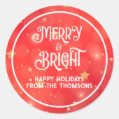Red Star Merry & Bright Runder Aufkleber (Vorderseite)