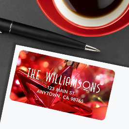 Red Star Ornament Weihnachtsadresse Adressaufkleber