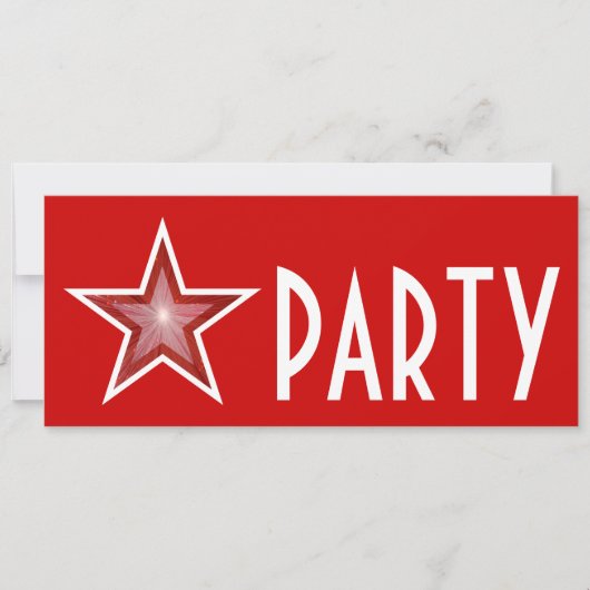 Red Star 'PARTY' Einladung rot lang (Vorderseite)
