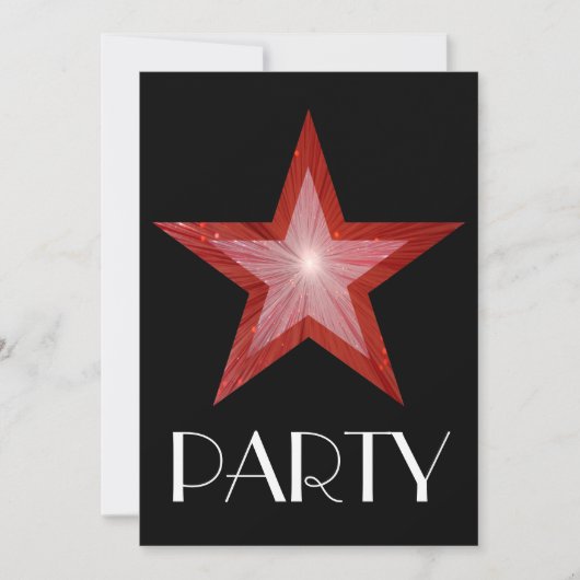 Red Star 'Party' Einladung schwarz (Vorderseite)