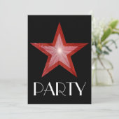 Red Star 'Party' Einladung schwarz (Stehend Vorderseite)