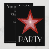 Red Star 'Party' Einladung schwarz (Vorne/Hinten)