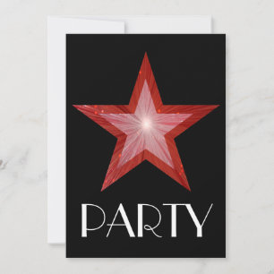 Red Star 'Party' Einladung schwarz
