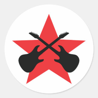 Red Star überkreuzte Gitarren Runder Aufkleber
