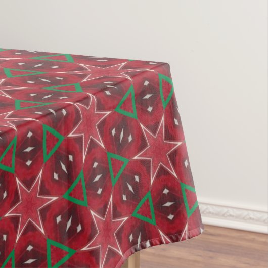 Red Star und Green Geometric Weihnachtsmuster Tischdecke (Beispiel)