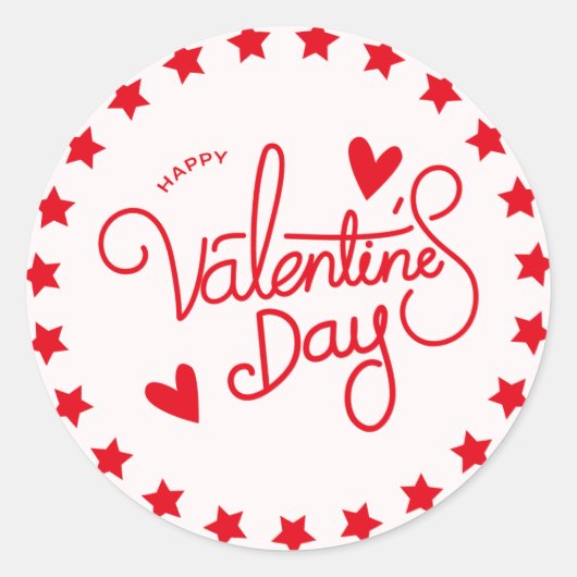Red & Star Valentine Sticker Klassisch und glänzen (Vorderseite)