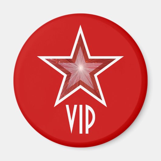 Red Star "VIP" Kühlschrankmagnet rund rot (Vorne)