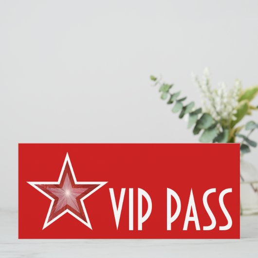 Red Star "VIP PASS" Einladung rot lang (Stehend Vorderseite)