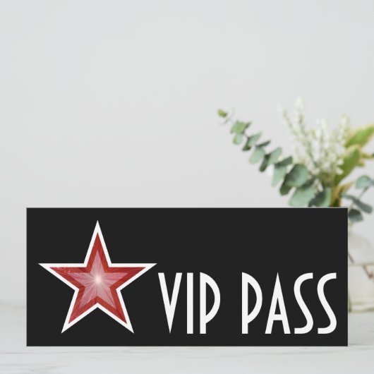 Red Star "VIP PASS" Einladung schwarz lang (Stehend Vorderseite)
