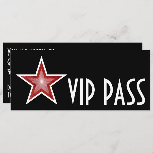 Red Star "VIP PASS" Einladung schwarz lang (Vorne/Hinten)