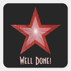 Red Star 'Well Done' quadratischer Aufkleber schwa