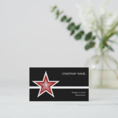 Red Star White Line Visitenkartenvorlage schwarz Visitenkarte (Stehend Vorderseite)