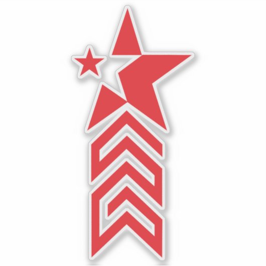 Red Star with Chevron Arrows Aufkleber (Vorderseite)